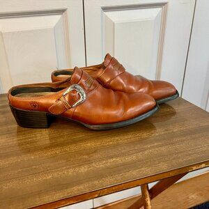 Ariat Leather Western Mules Slide On Booties/Silver Buckle